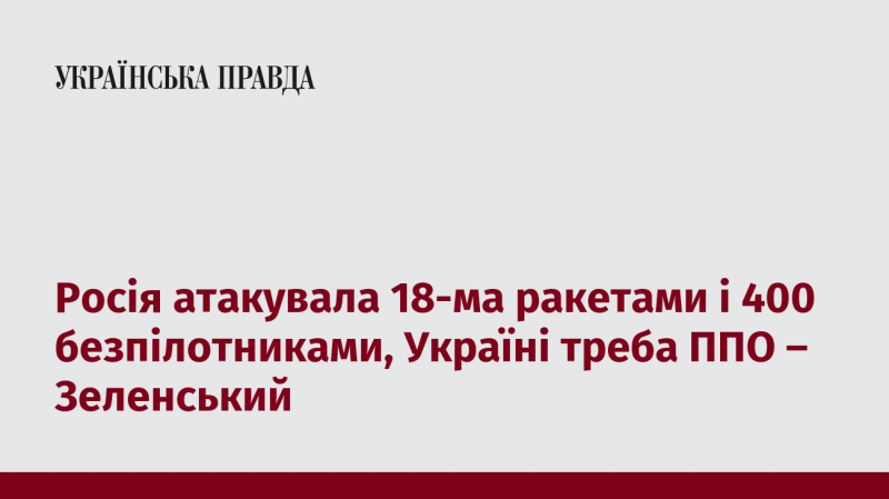 Росія здійснила напад, використавши 18 ракет і 400 дронів. Україні необхідно зміцнити систему протиповітряної оборони, наголосив Зеленський.