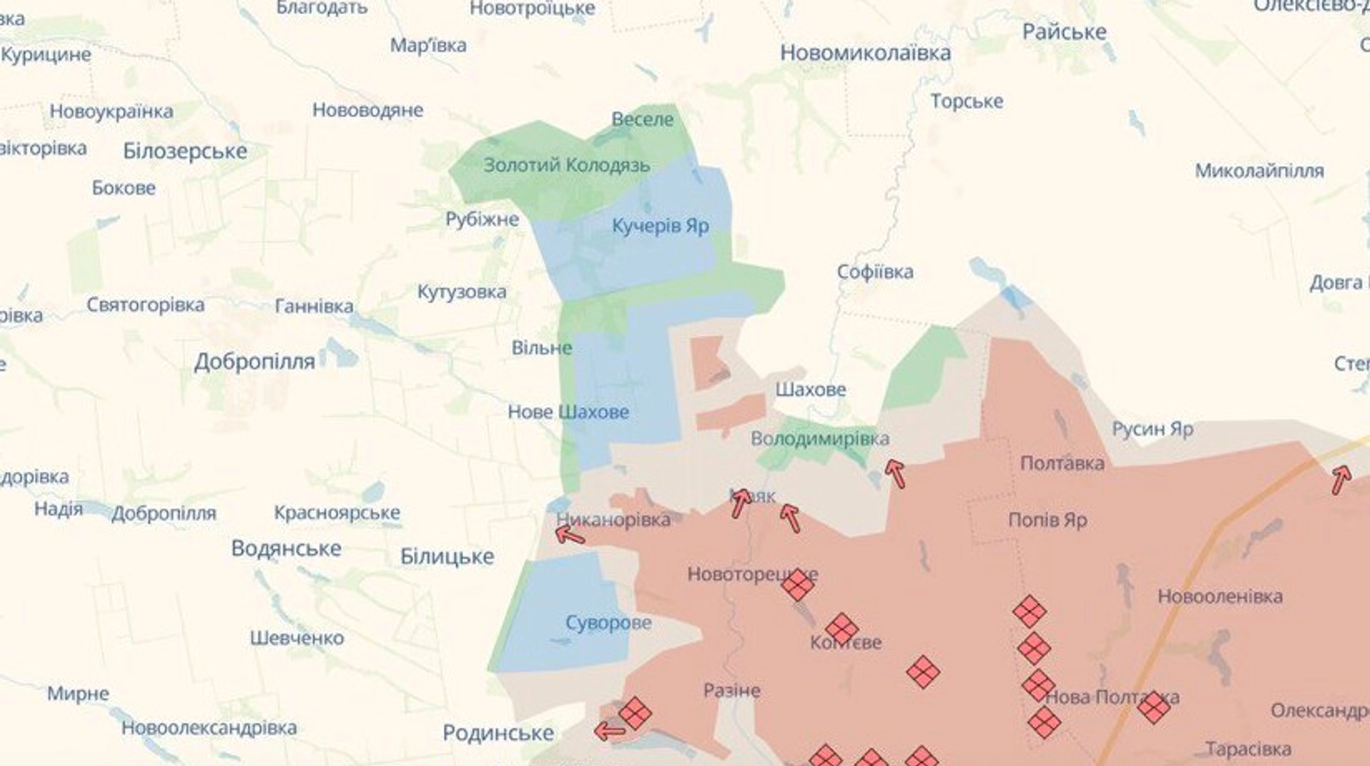 DeepState: Збройні сили України досягли успіху, вибивши ворога з території Покровського району. Однак, у відповідь, Росія змогла просунутися в Донецькій та Харківській областях.